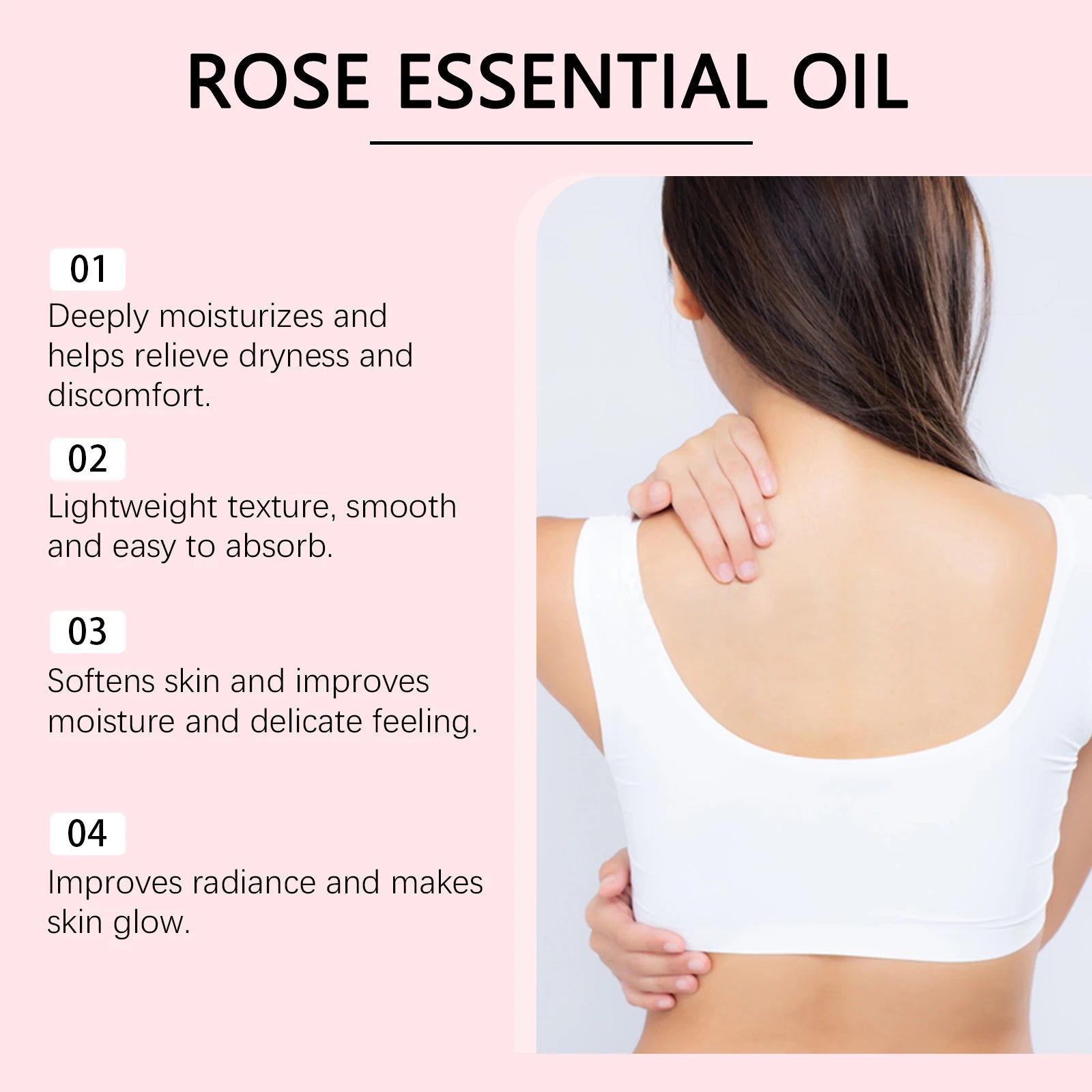 Rose Essential Oil Nourishing Moisturizing Soothing Dryness Skin Soften Delicate Smoothing Massage Essential Oil for Face Body Oasis Select