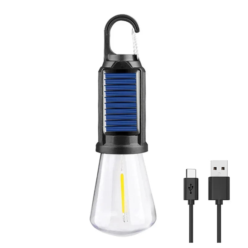Rechargeable Solar Powered LED Camping Lamp Bulbs Night Lights Waterproof Portable Hook Up Handheld Lamp for Outdoor Camping Oasis Select Set B 1PC