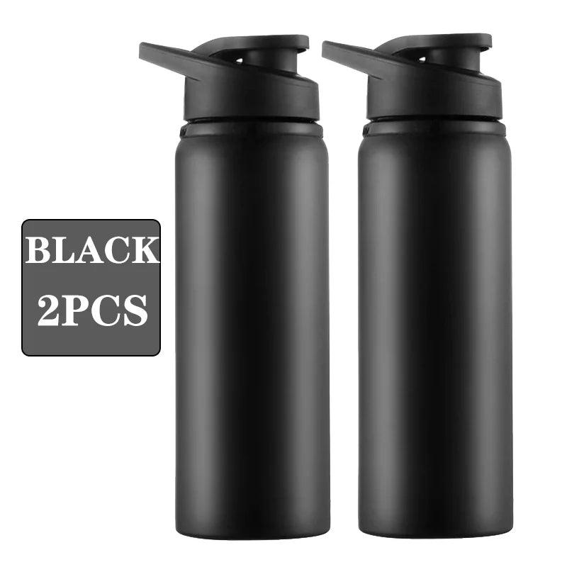 Metal Portable Water Bottle Leakproof Reusable Outdoor Sports Cup for Cycling Hiking Gym Halloween Gift Christmas Gift Travel Oasis Select Black-2PCS 600ml