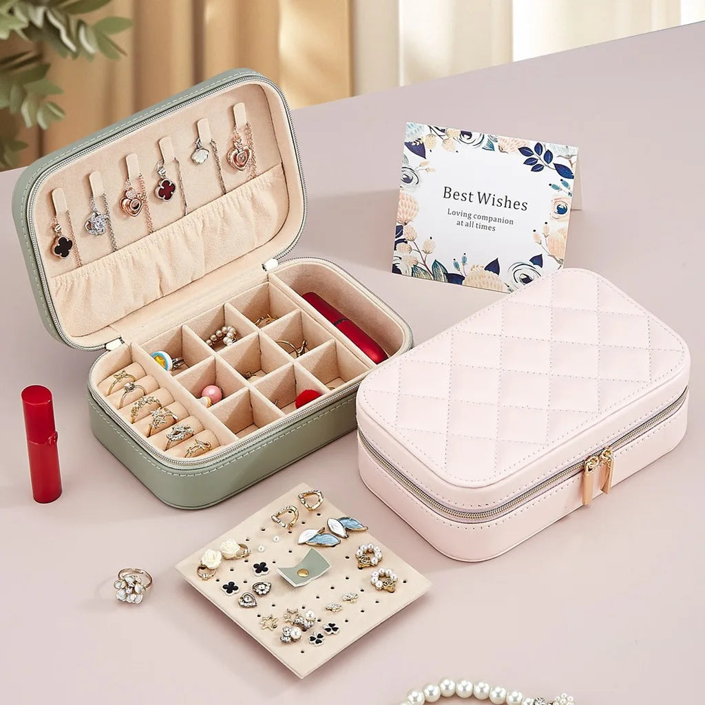 Double Layer Travel Jewelry Box – Dustproof PU Leather Organizer