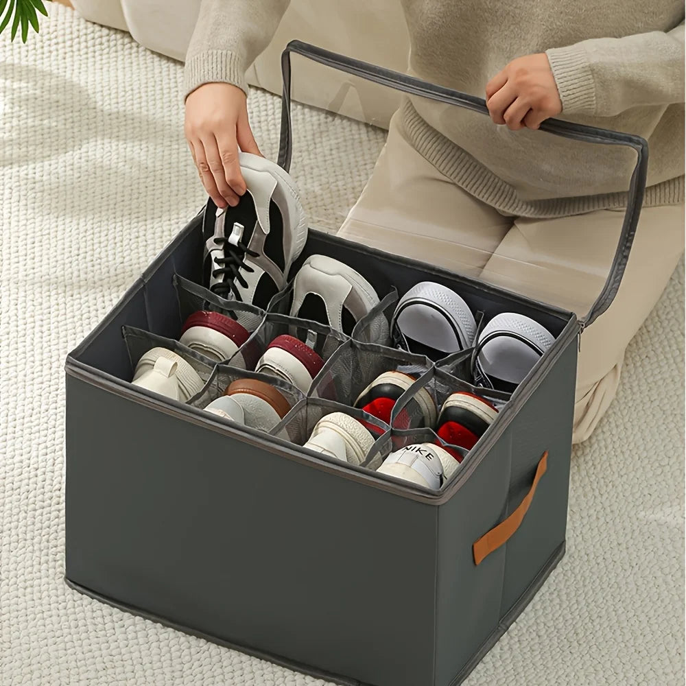 1Pc Washable Oxford Foldable Shoe Storage Box with Lid Oasis Select