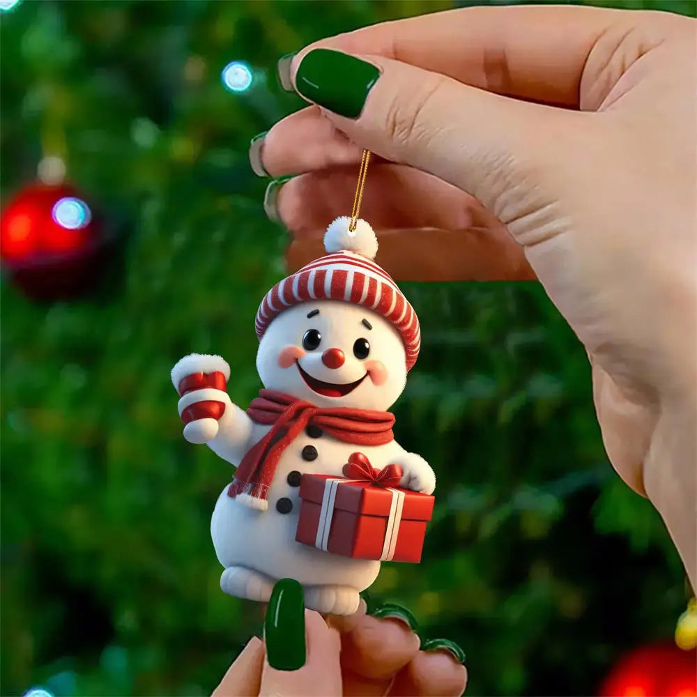 8cm Pink Snowman Hanging Pendants Christmas Decorations Xmas Tree Pink 2D Acrylic Ornaments Home Holiday Decoracion 2025 Navidad Oasis Select 02