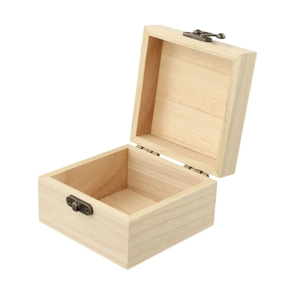 Square Wooden Storage Box Retro Flip-top Wooden Box Giving Box 10x10x6CM Jewellery Craft Storage Box Home Decoration Oasis Select