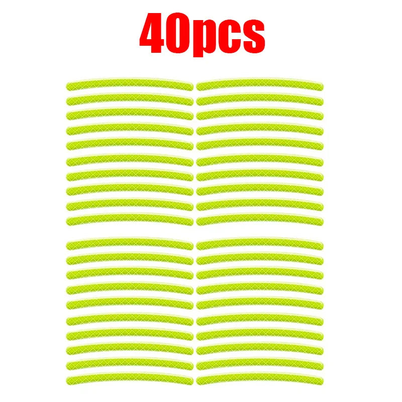 20/60pcs Wheel Hub Reflective Stickers Anti Scratch Auto Body Decorative Rim Tape Strips Warning Passing Car Motorcycle Bicycle Oasis Select 40pcs Green