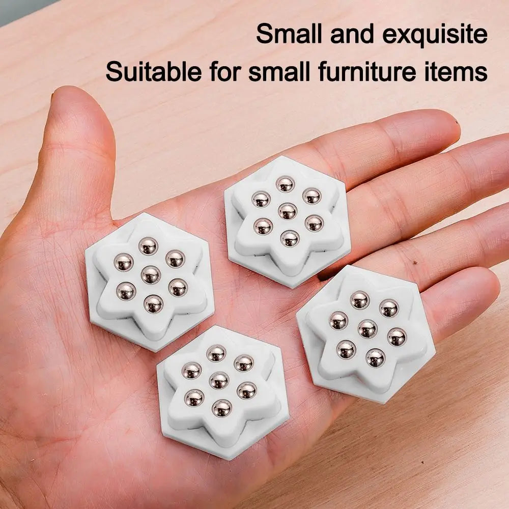 New 4Pcs Self Adhesive Type Mute Ball Universal Wheel Mini Self Adhesive Pulley Base 7Beads Furniture Casters Wheels Oasis Select