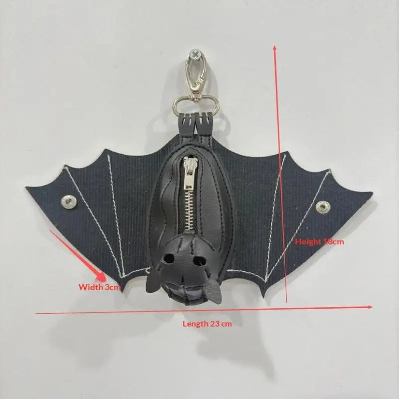 PU Leather Bat Coin Purse With Bat Keychain - Bat-Themed Zippered Coin Pouch Wallet Suitable For Women's Dress & Bat Costumes Oasis Select 1pcs