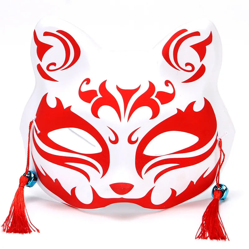 Foxes Mask Japanese Cosplay Rave Hand-Painted Anime Demon Slayer Half Face Cat Masks Masquerade Festival Party Cosplay Props Oasis Select 05