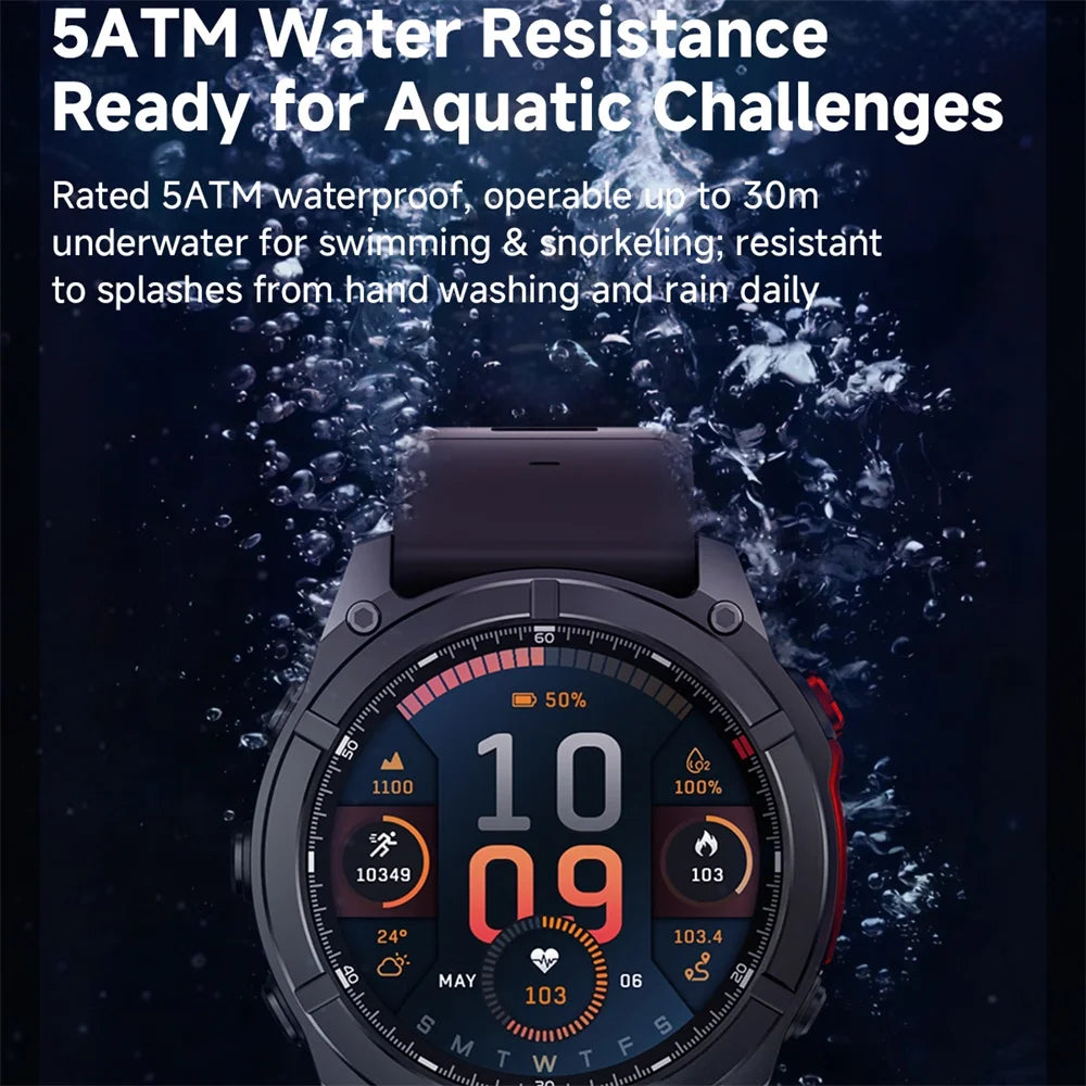 1.43 AMOLED Screen Compass Smart Watch Men Outdoor Flashlight ChatAI-GPT Sports Health Smartwatch SOS Waterproof Call Bracelets Oasis Select