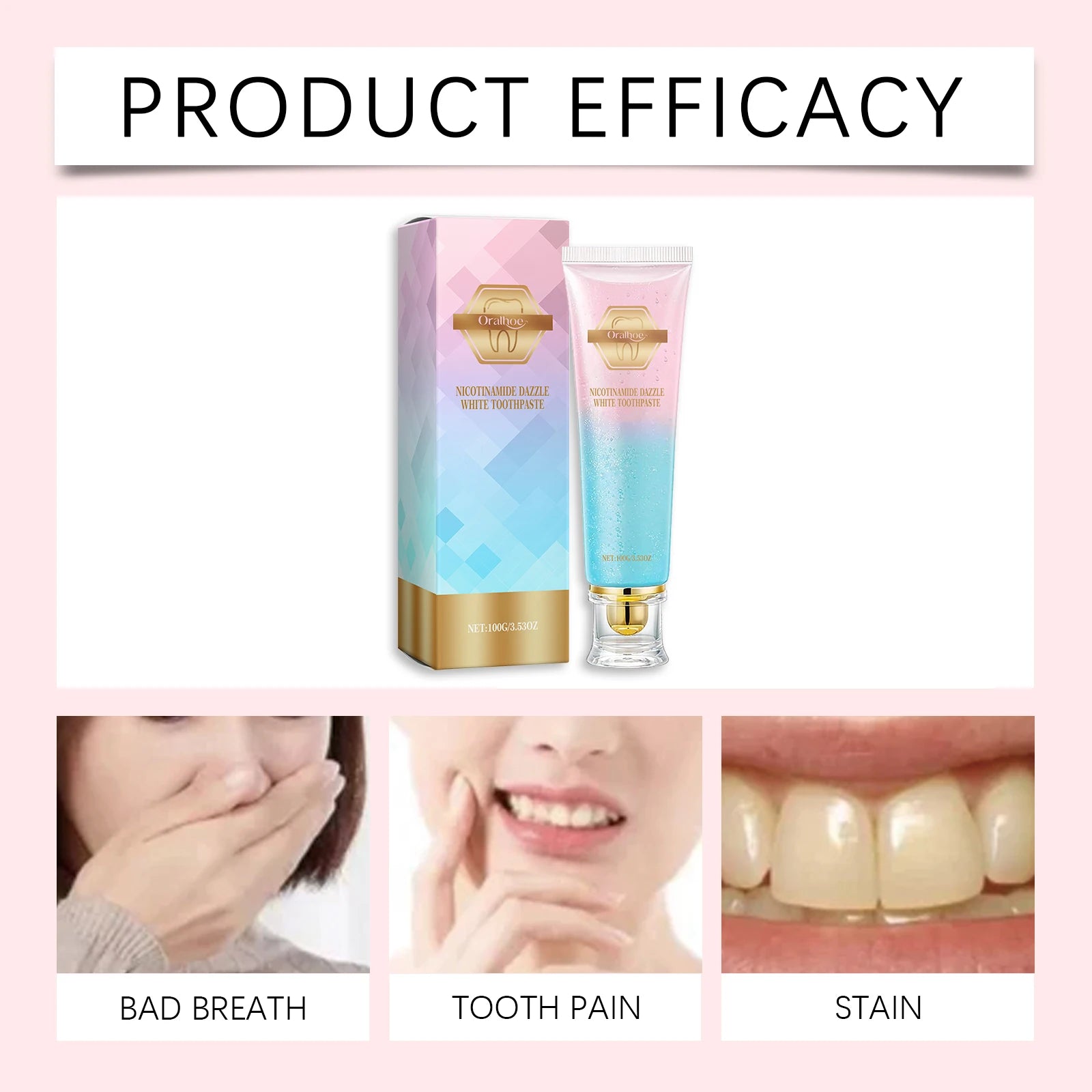Nicotinamide Teeth Brightening Toothpaste Fresh Breath Deeply Cleaning Hygiene Removing Plaque Stains Oral Care Toothpastes 100g Oasis Select