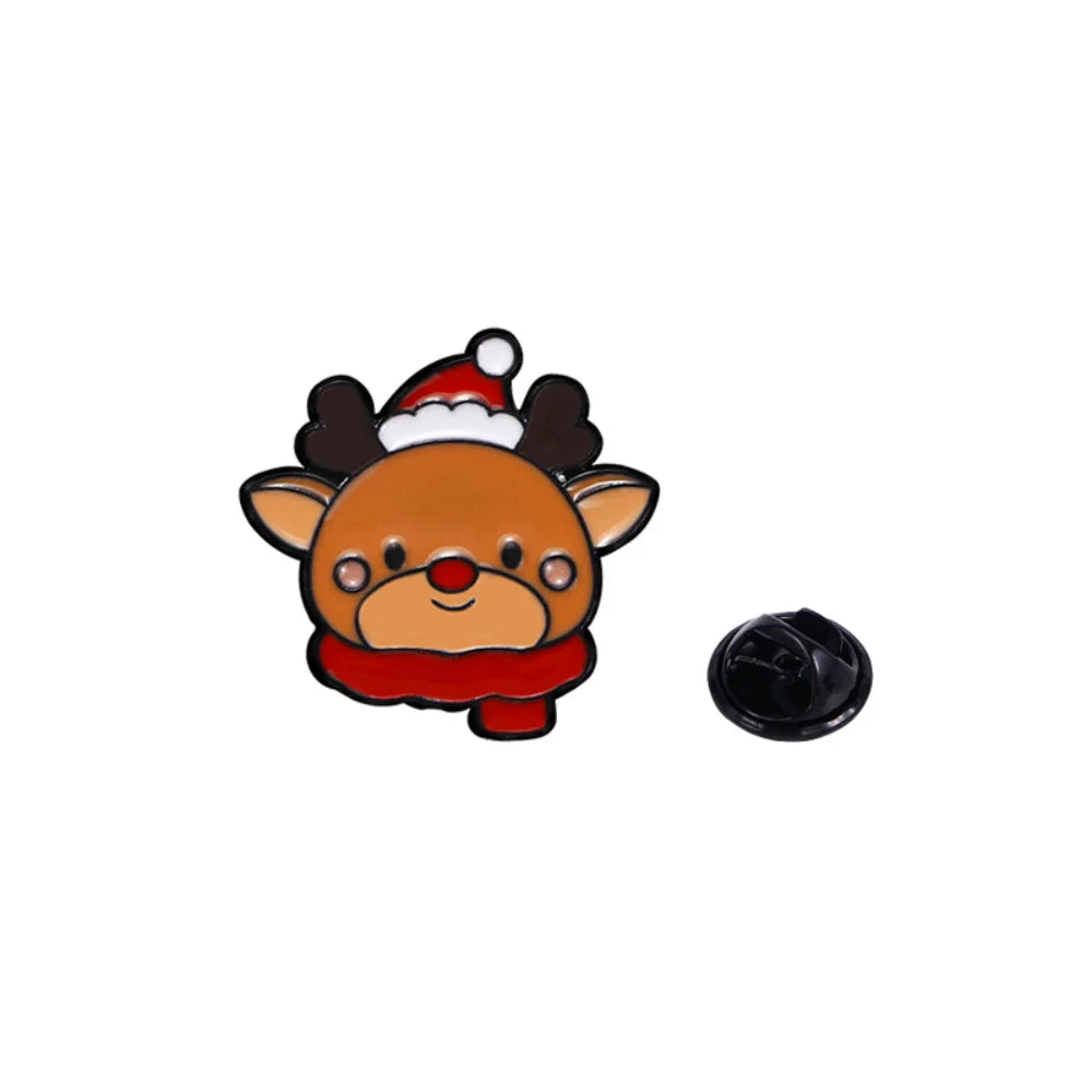 Cute Cartoon Christmas Day Enamel Brooch Creative Santa Claus Snowman Tree Lapel Pin Badge Backpack Clothing Hat Accessories Oasis Select Style 7