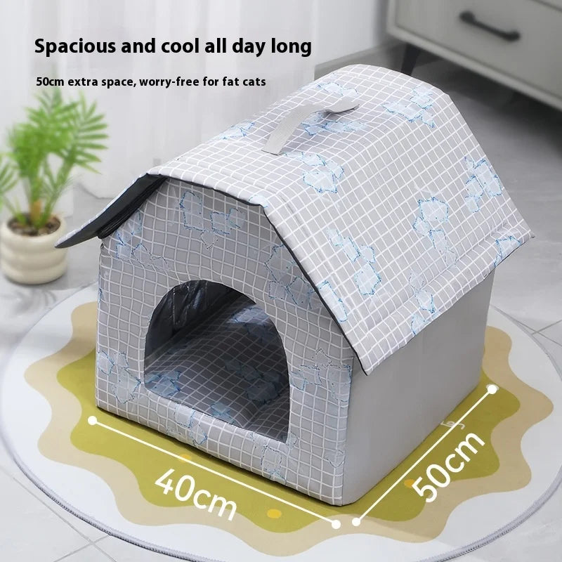 Summer Cool Bed for Cats and Dogs Foldable Cat Air-conditioned House Homemade Ice Packs for Cooling Pet House Ice Bed Oasis Select