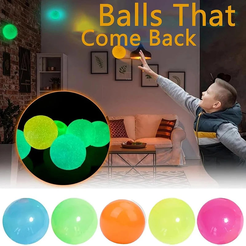 5/10Pcs Glow-in-the-Dark Sticky Ceiling Balls Fidget Toys Stress Relief Sensory Wall & Ceiling Decor Glows Balls Oasis Select