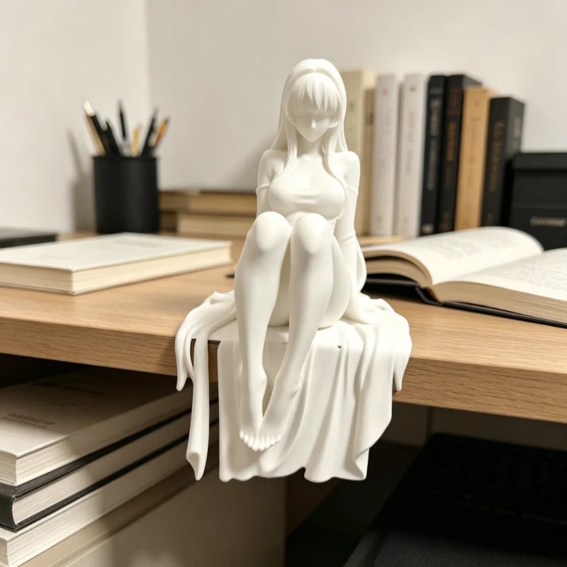 3D Embossed Mini Sculpture Decor Exquisite Tabletop Figurine Lovely Accent Ornament Desk Study Fun Stylish Decoration Oasis Select pure white