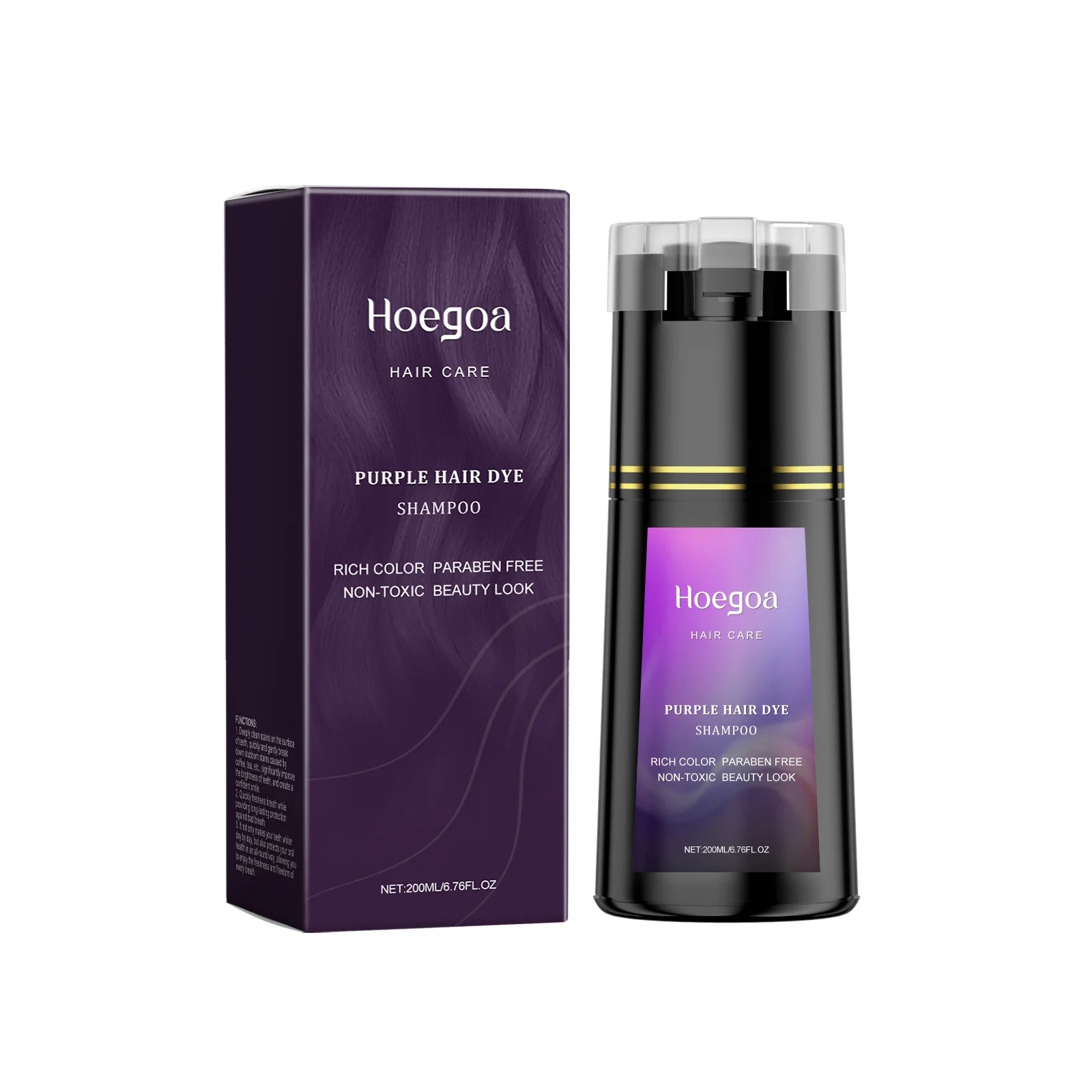 Hoegoa Hair Dye Shampoo Permanent Brown Natural Coloring Coverage Gray Hair Lasting Moisturizing Fluffy Hair Darkening Shampoo Oasis Select Purple