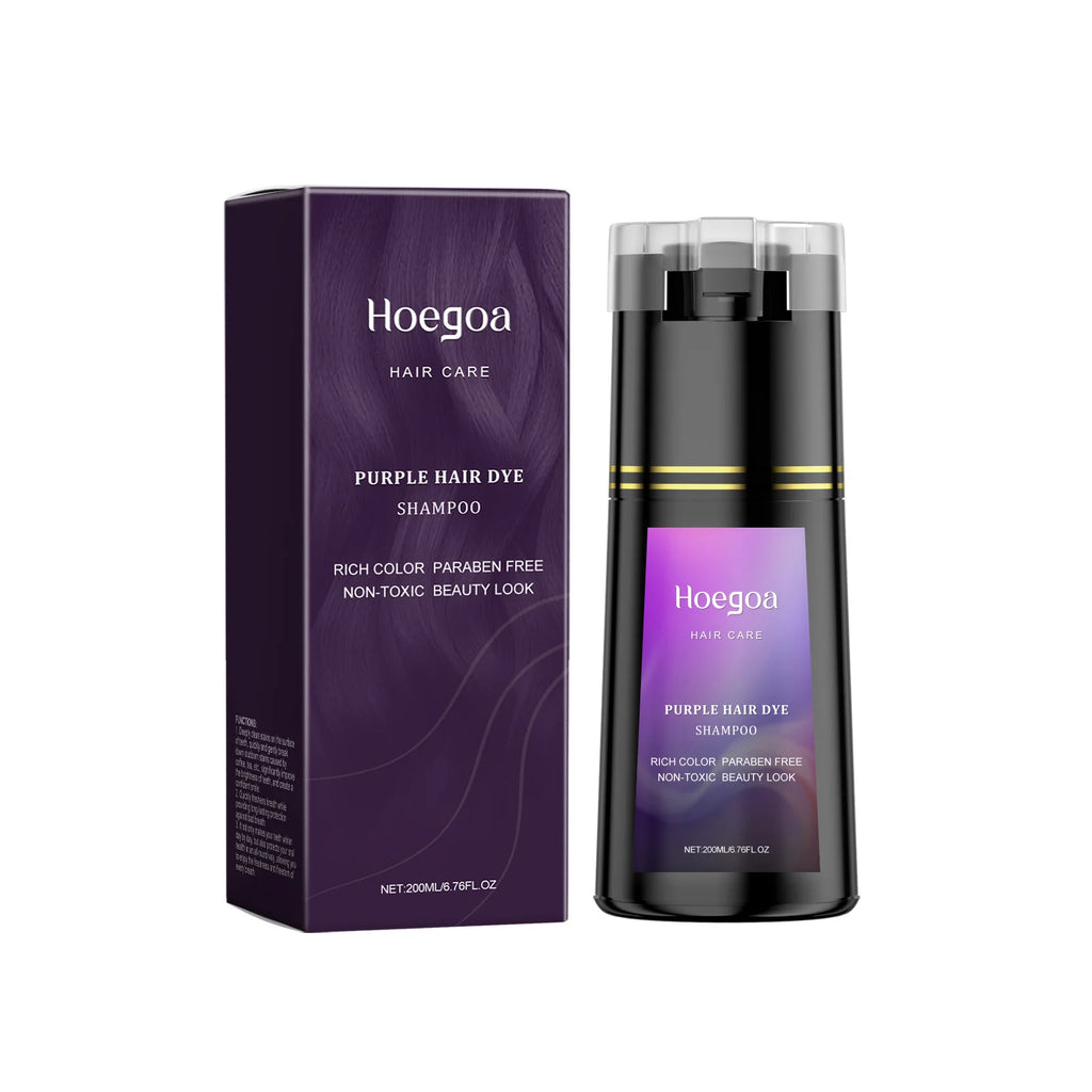 Hoegoa Hair Dye Shampoo Permanent Brown Natural Coloring Coverage