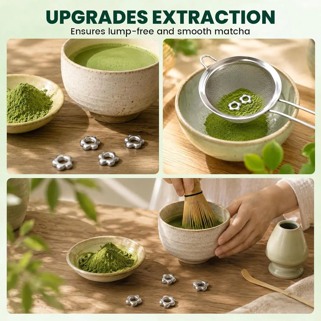 3-30PCS Food Grade Stainless Steel Matcha Sifter with Cherry Smooth No Clumps Fast Sieve for Tea Powder Making Tool Oasis Select