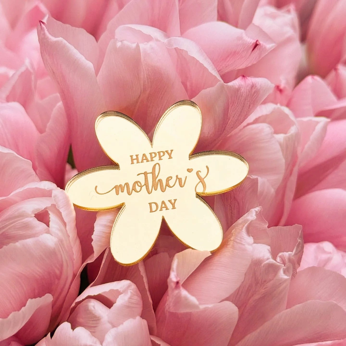Happy Mother's Day Gold Mirror Acrylic Cake Topper