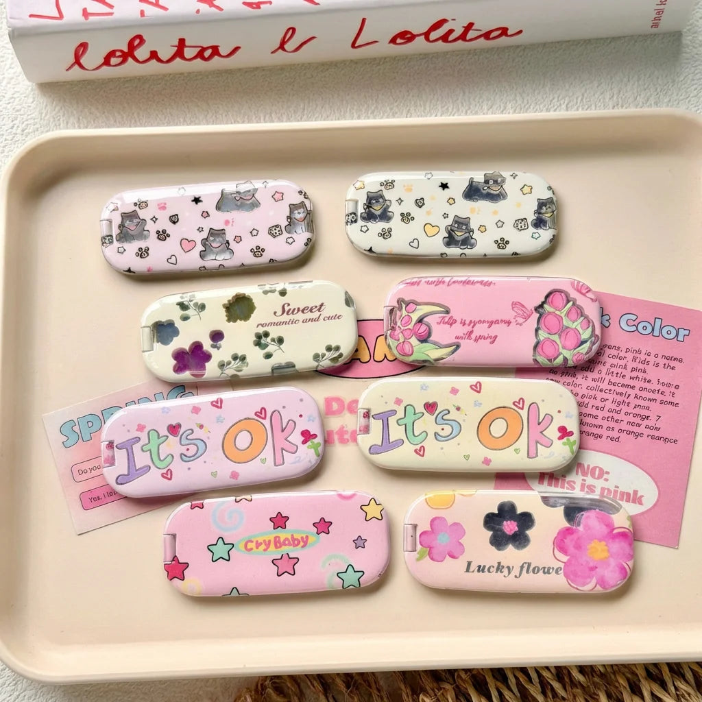Korean Makeup Mirror Folding Invisible Cartoon Phone Holder Cute Portable Back Sticker New Desktop Universal Adhesive Support Oasis Select