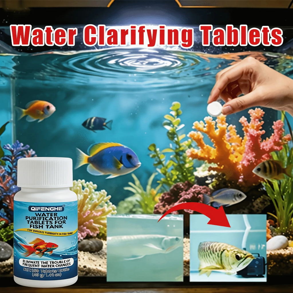 Aquarium Water Clarifier Tablets Fish Tank Cleaner Purifier Removes Cloudy Green Water Murky Dim Tank View Clarifier Oasis Select