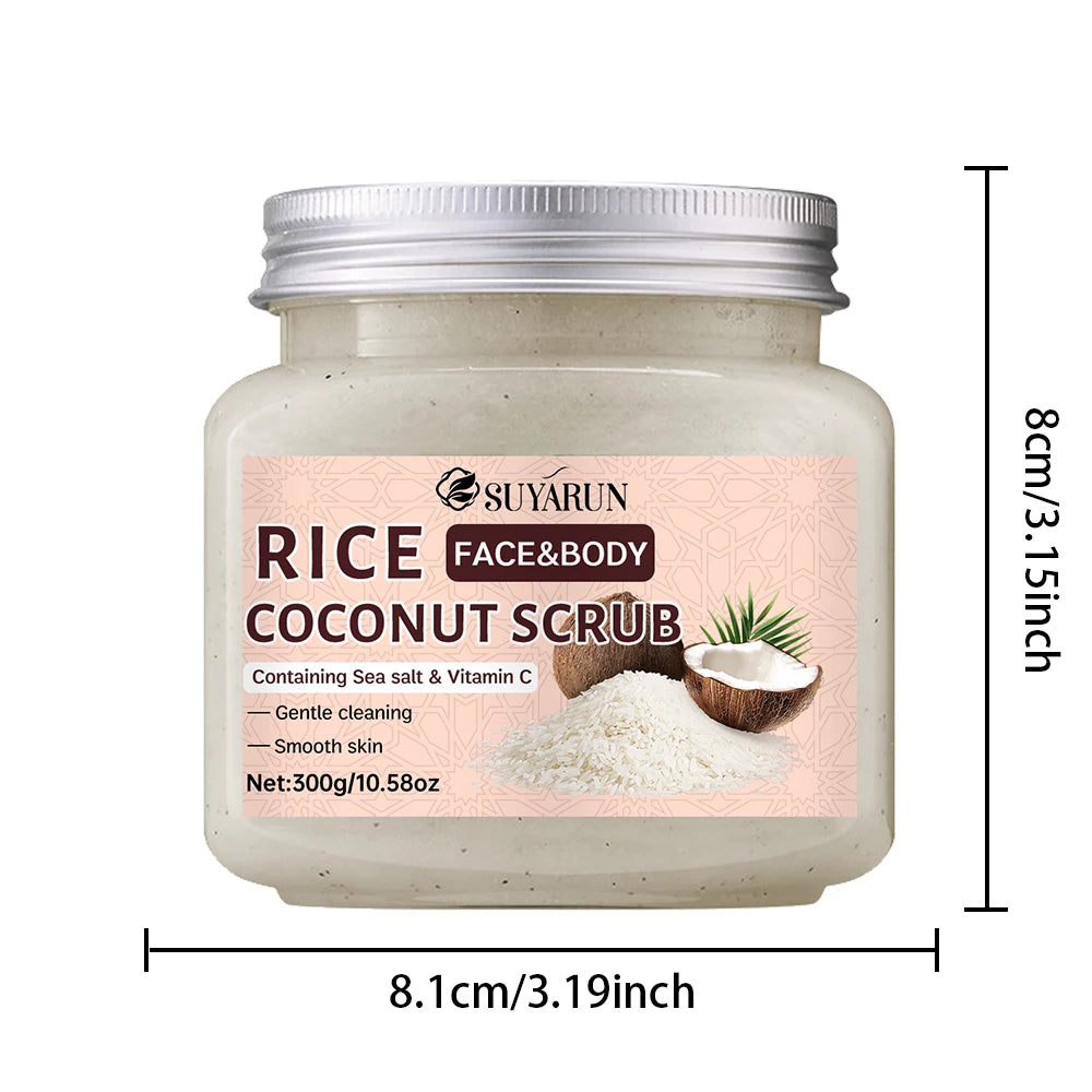 SUYARUN Natural Rice & Coconut Exfoliating Scrub - Gentle Brightening Face/Body Scrub for All Skin Types, Vegan, Sulfate-Free. Oasis Select
