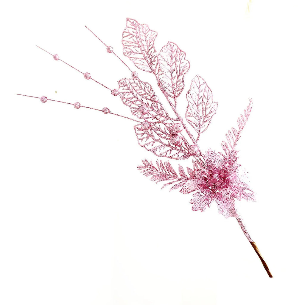 Gold Glitter Christmas Berry Branch Picks – Set of 10 Xmas Decor Christmas Tree Pick Oasis Select Light pink One Size