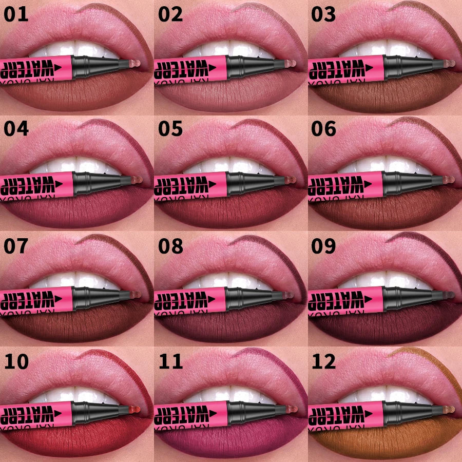 KAFURUX Matte Liquid Lip Liner – 12 Colors, Waterproof