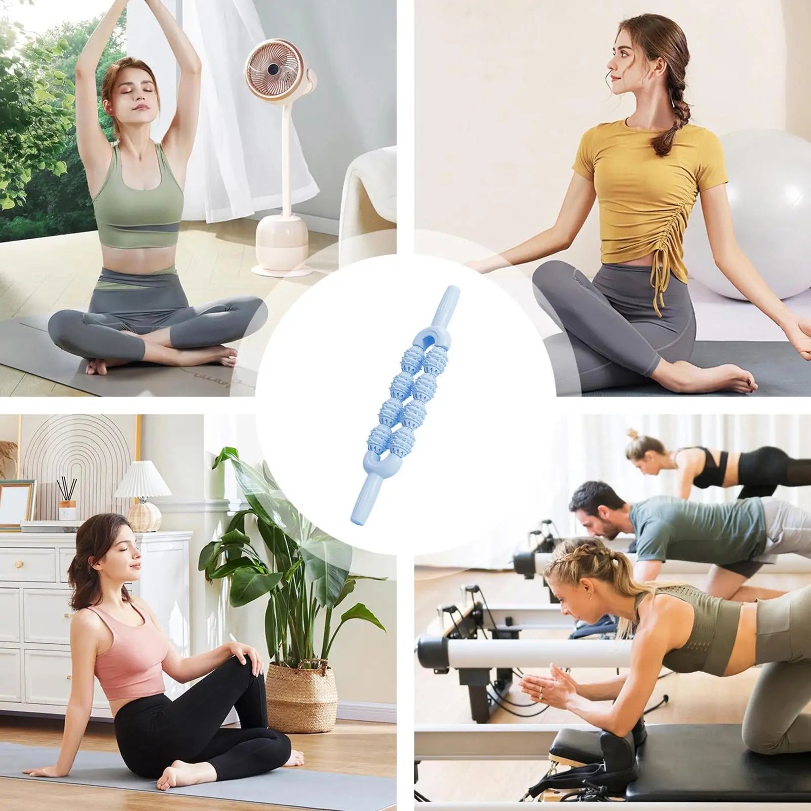 Massage Stick Deep Tissue Massage Roller Stick Non-Slip Massager for Body Neck Back Arms Cramps Tightness Daily Warm up Home Oasis Select