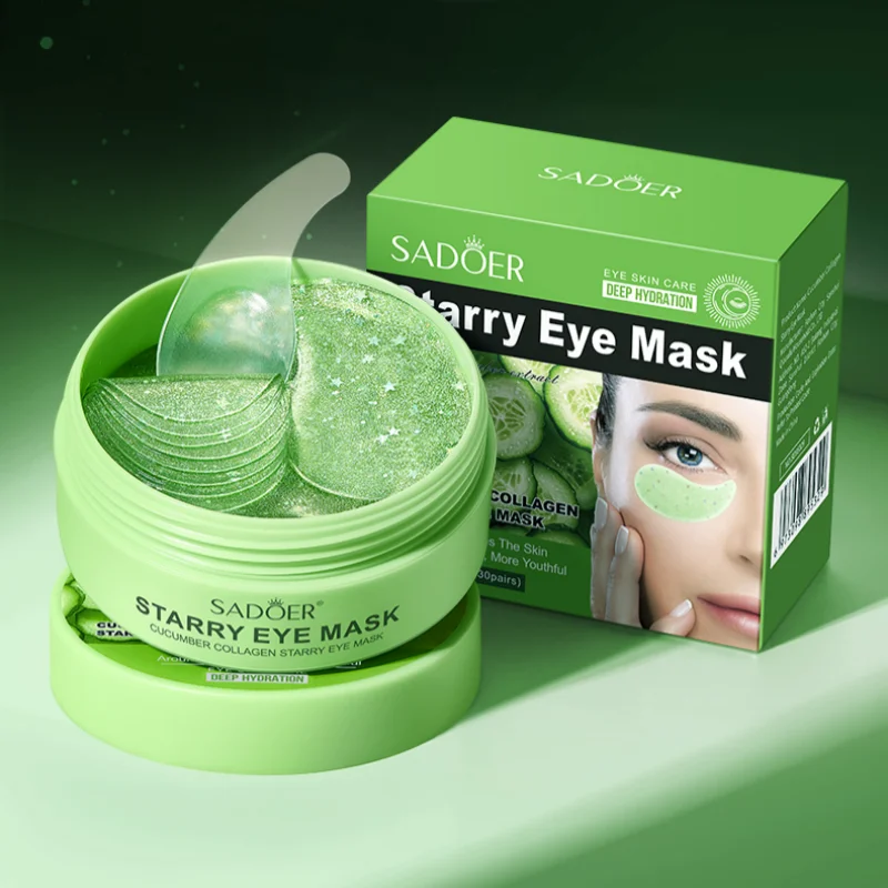 SADOER Cucumber Collagen Eye Mask Patches – 60 Pcs | Hyaluronic Acid