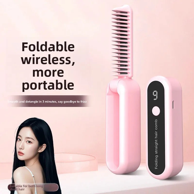 New portable foldinghairstraighteningcombwirelesscharging hair straightener does not damage haircurlingstraight foldingdual-use Oasis Select