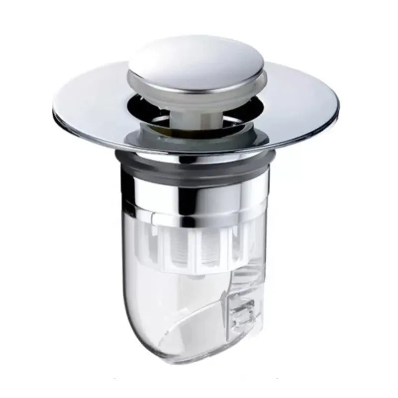 Universal Basin Pop-up Drain Filter Wash Basin Hair Sink Strainer Kitchen Bathtub Stopper Shower Plug Bathroom Tool Oasis Select silver