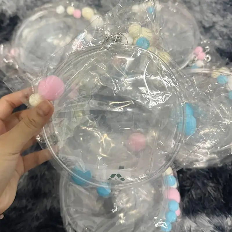 mini Transparent Doll Display Bag Round Doll Carrying Case Dustproof Doll Pouch Figure Storage Box for Showing Off Small Figures Oasis Select