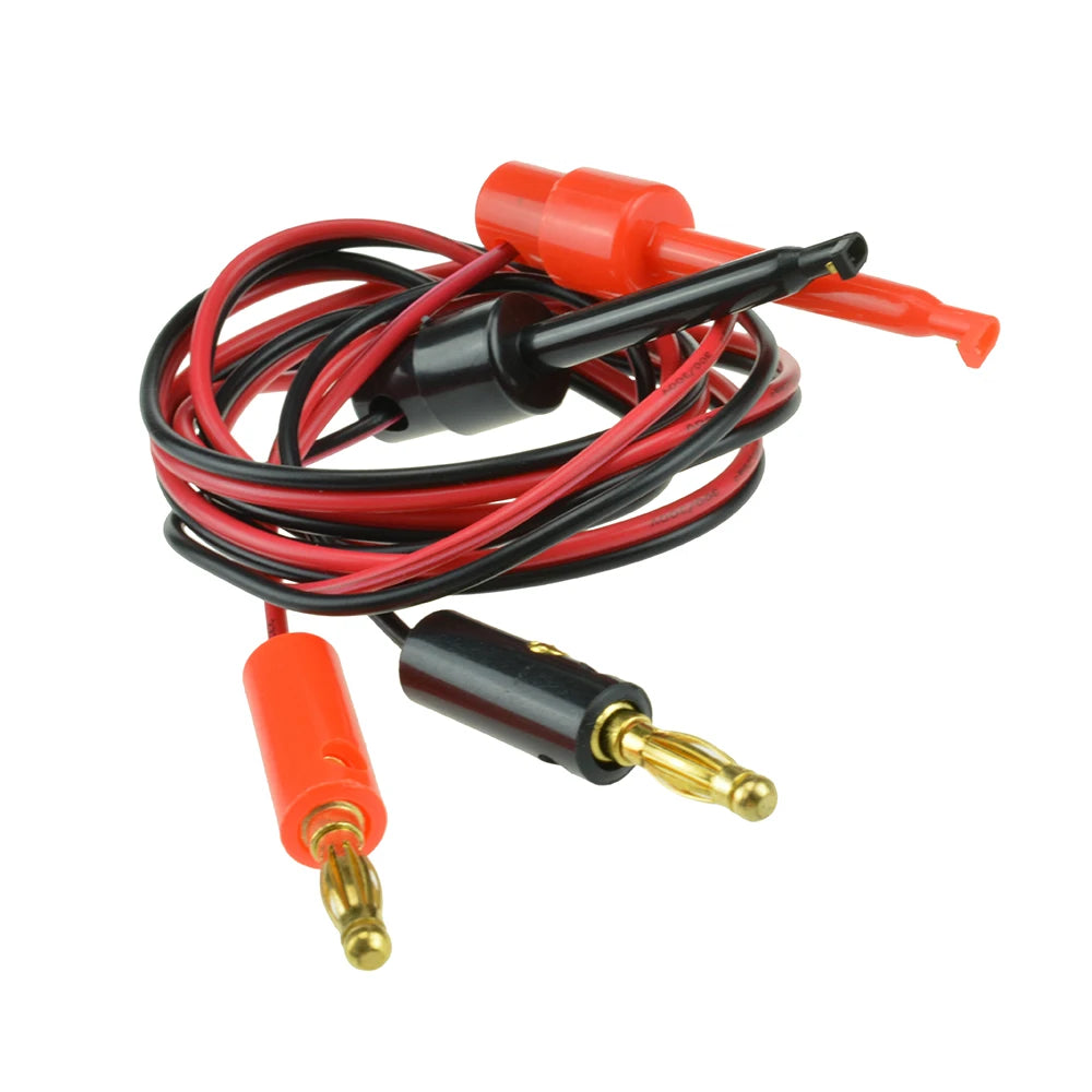 1m Small Test Hook Clip to Banana Plug Cable for Multimeter Test Lead Cables Black White Electrical Clamp Dual Tester 1 Pair Oasis Select