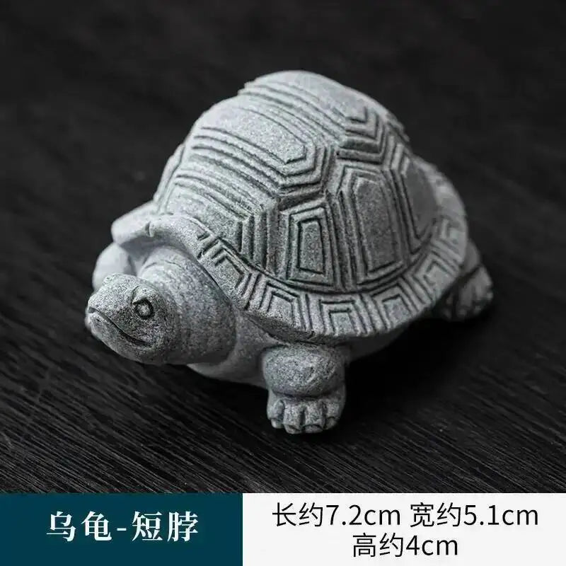 National Trend Green Sandstone Small Ornament Home Desktop Decoration Tea Table Tea Tray Decoration Paperweight Cover Pen Holder Oasis Select Turtle-short Neck