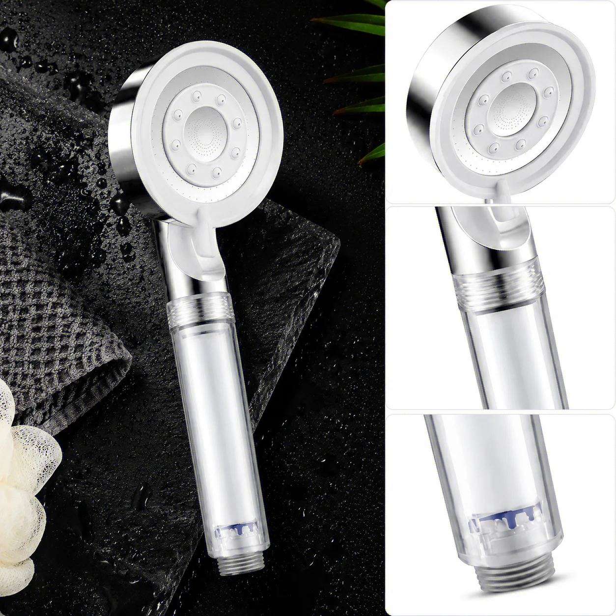High Pressure Shower Head with Filter 5 Jet Modes Adjustable Large Water Flow Spray Oasis Select