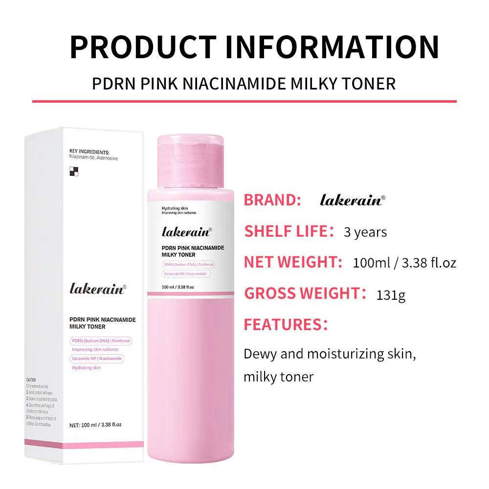 PDRN Pink Niacinamide Milky Toner for Hydrating Moisturizing Soothing Ceramide Glass Glow Skin Milky Toner Korean Skincare Oasis Select