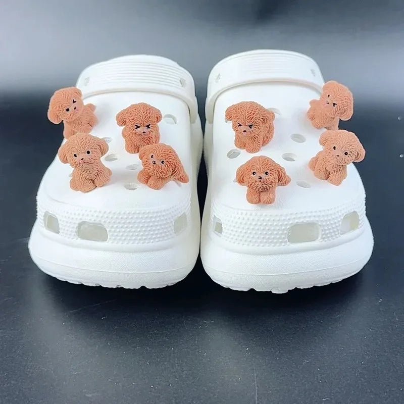 4/8PCS Summer Fashion Shoe Charms Set Accessories for Clogs Shoe Buckle Cute Teddy Dog DIY 3D Shoes Decorations for Bogg Bag Oasis Select