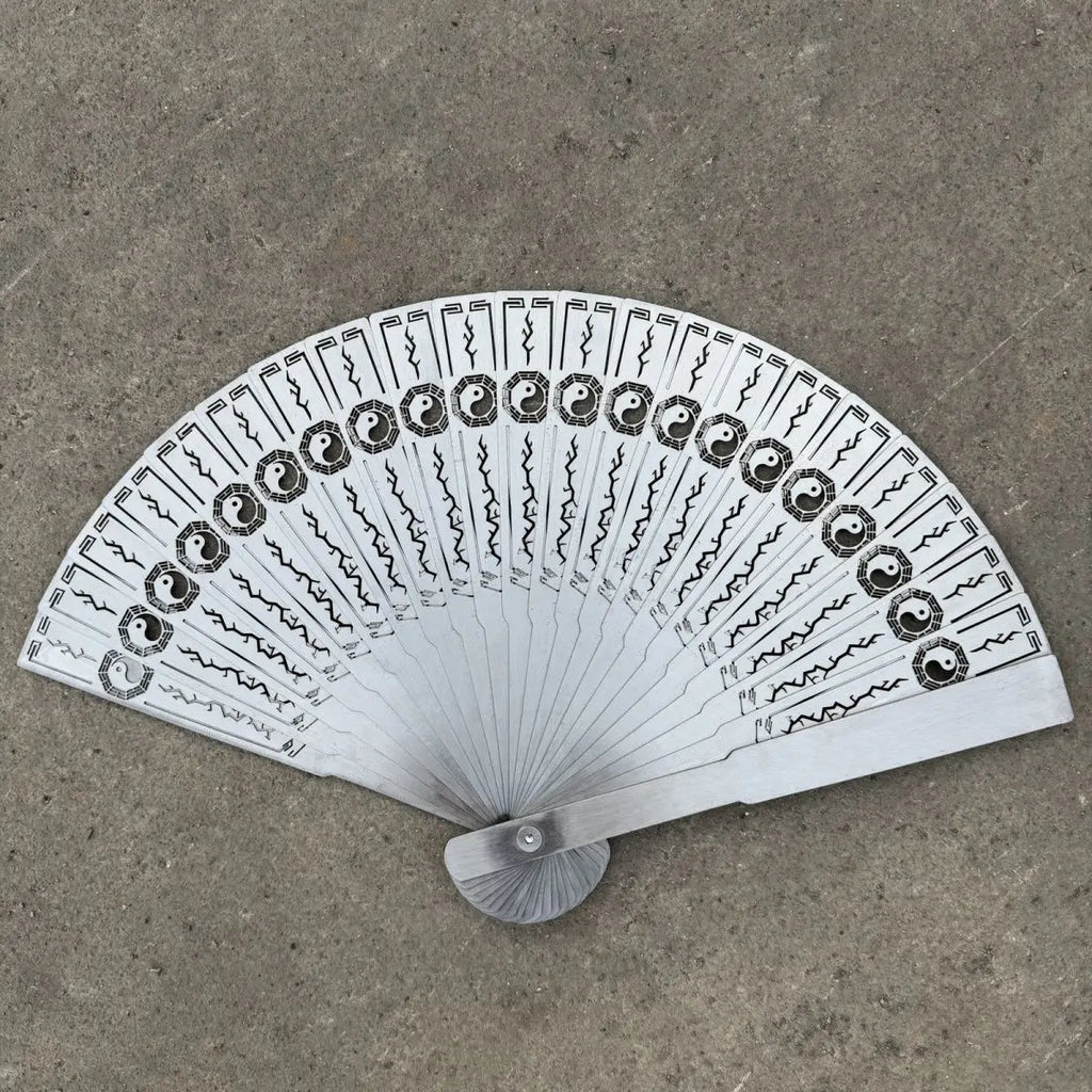 Double Opening and Closing Non-magnetic Thickened Stainless Steel Folding Fan Hollow-out Folding Tai Chi Decorative Fan Oasis Select