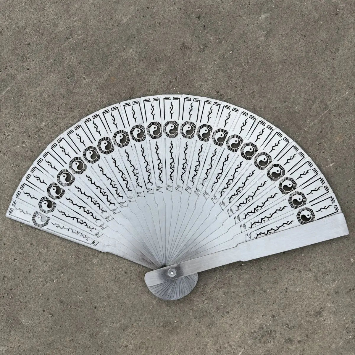 Double Opening and Closing Non-magnetic Thickened Stainless Steel Folding Fan Hollow-out Folding Tai Chi Decorative Fan Oasis Select