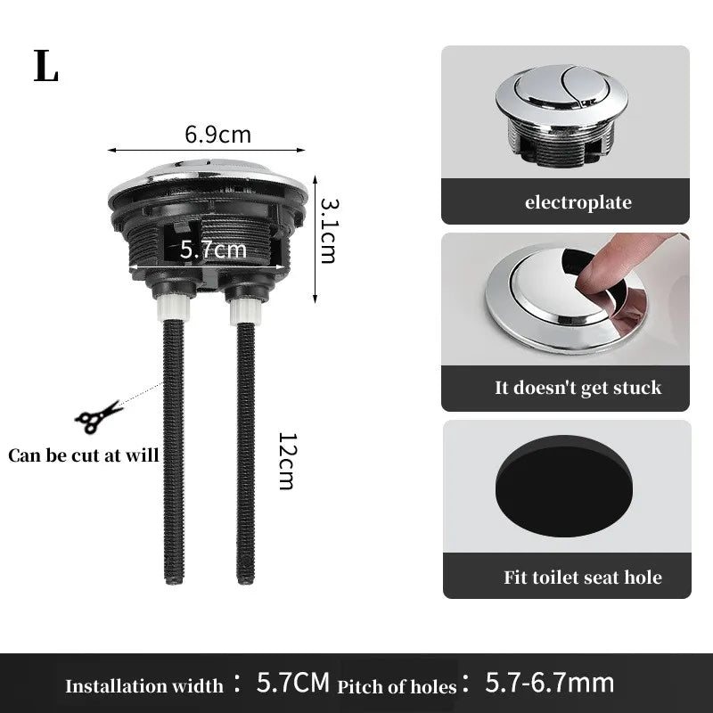Universal Dual Flush Toilet Water Tank Button Round Valve Push Button Flush Toilet Seat Water Tank Valve Bathroom Parts Oasis Select L