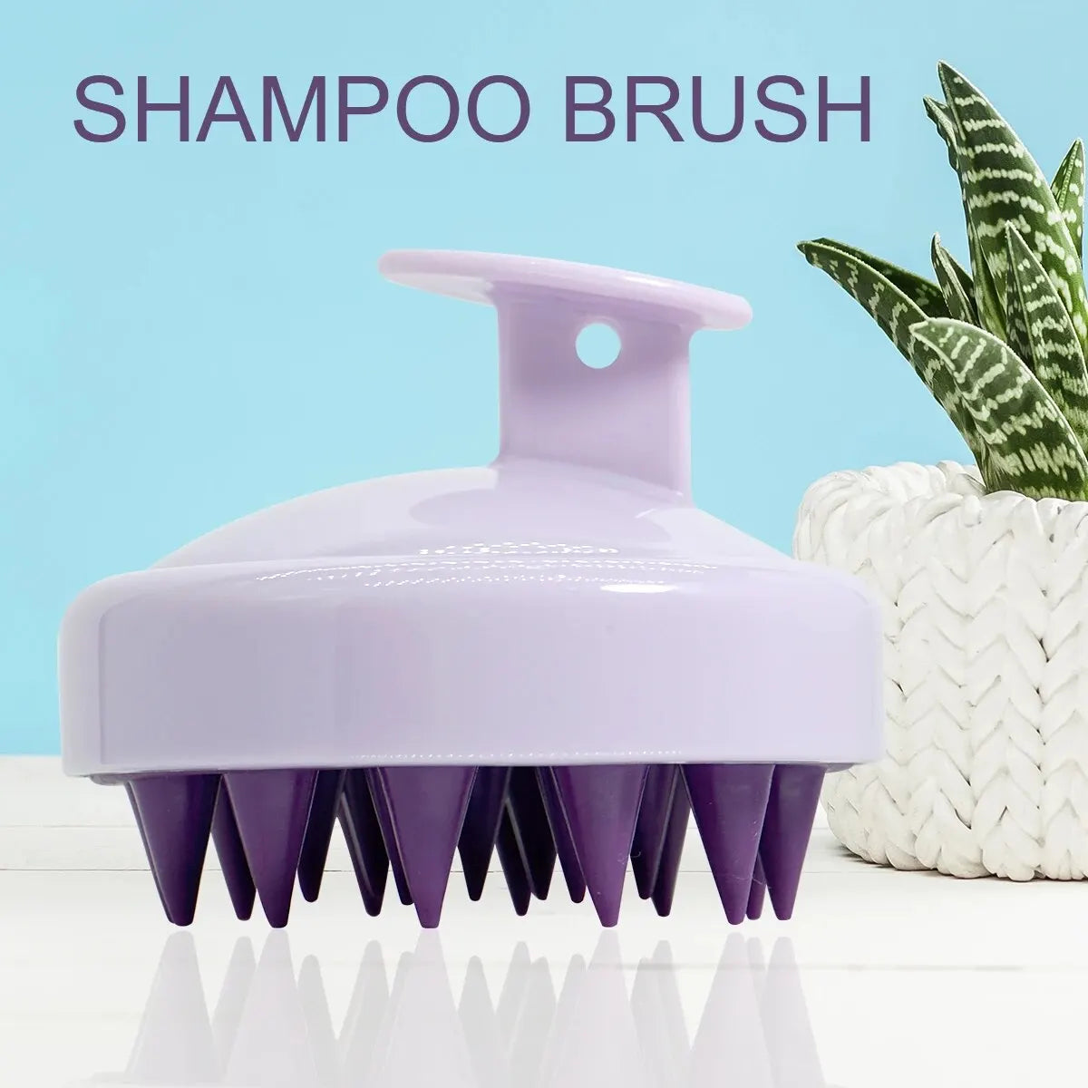 Silicone Shampoo Scalp Hair Massager Head Body Scalp Massage Brush Scalp Massage Brush Comb Magic Handle Brush Spa Massage Brush Oasis Select 266-Purple