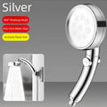 1pc Dual Modes Shower Head With Stop Button Booster Shower Head Handheld Rainfall Showerhead Faucet Bathroom Accessories Oasis Select Silver