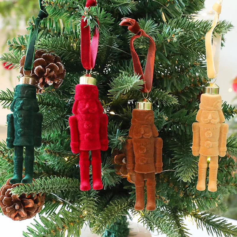Flocked Nutcracker Soldier Christmas Tree Hanging Ornament