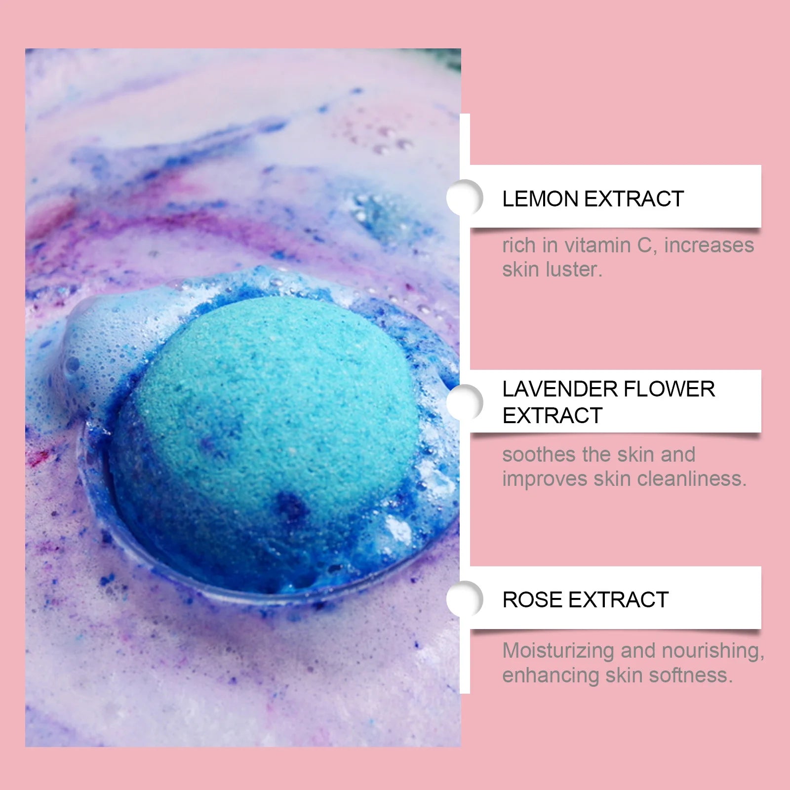 Bath Bombs Set Rose Dragon Fruit Extract Aromatherapy Spa Relaxing Moisturizing Long Lasting Fragrance Skin Cleansing Gift Oasis Select