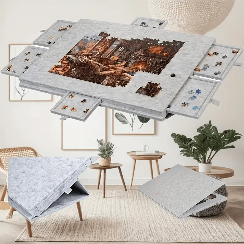 [Portable | Puzzle Board] Portable Puzzle Board | 1000pcs Table with Felt Mat, Art Frame Supplies, Storage Tool, No Pieces Oasis Select