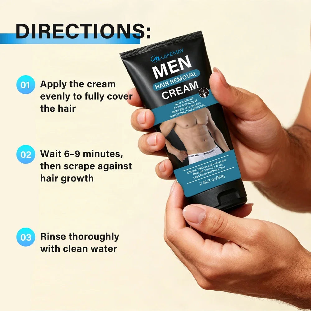 Men's Hair Removal Cream Sensitive Formula Gentle Remove Body Hair Fast Effective Intimate Areas Painless Men's Depilatory Cream Oasis Select