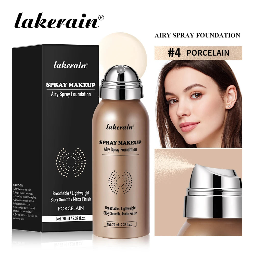 Airy Foundation Spray Waterproof Sweat-resistant Natural Silky Matte Finish Even Skin Tone Breathable Foundation Make-up Spray Oasis Select PORCELAIN