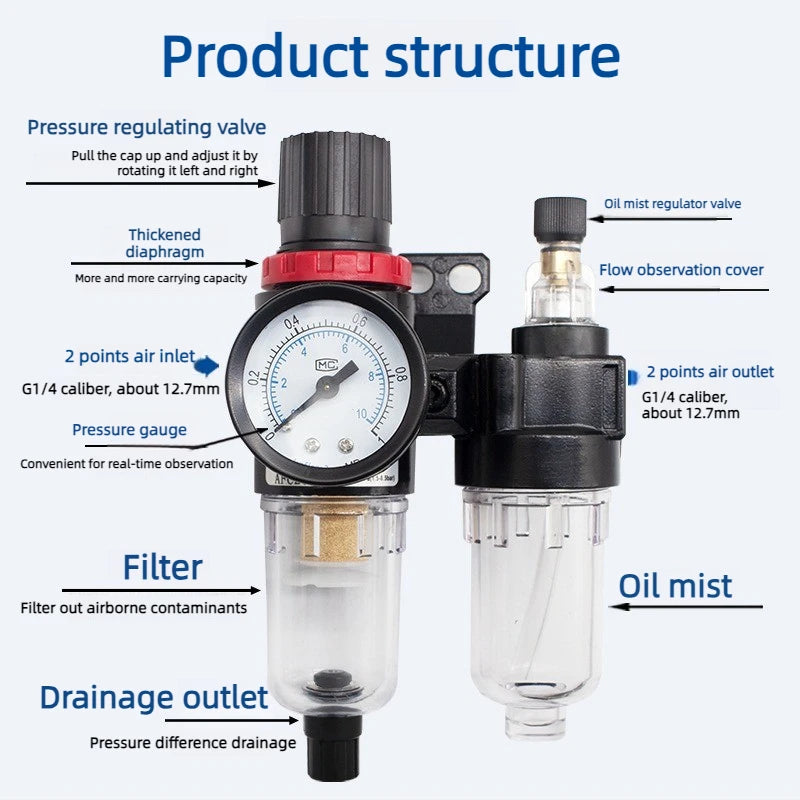 AFC2000G1/4 "air Compressor Oil-water Separator Air Source Processor Two-piece Air Filter for Pressure Reducing Valve Regulator Oasis Select