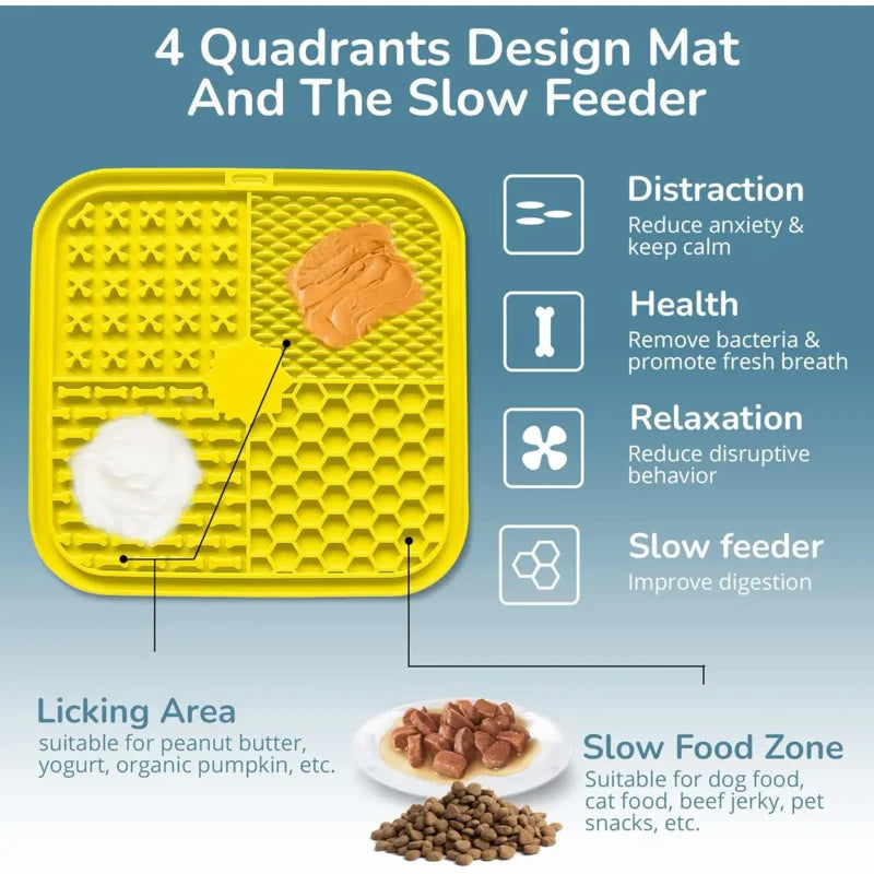 Slow Feeder and Lick Mat Bundle, Slow Feeder Dog Bowls BPA Free Food Safe Materials PVC Lead & Phthalate-Free Lick mat for Dogs Oasis Select