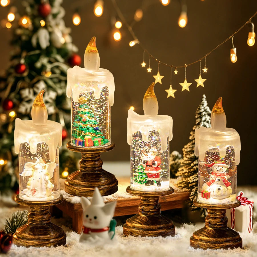 Christmas LED Snowman Crystal Candle Lamp | Flameless Decor LED Candle Lamp Oasis Select