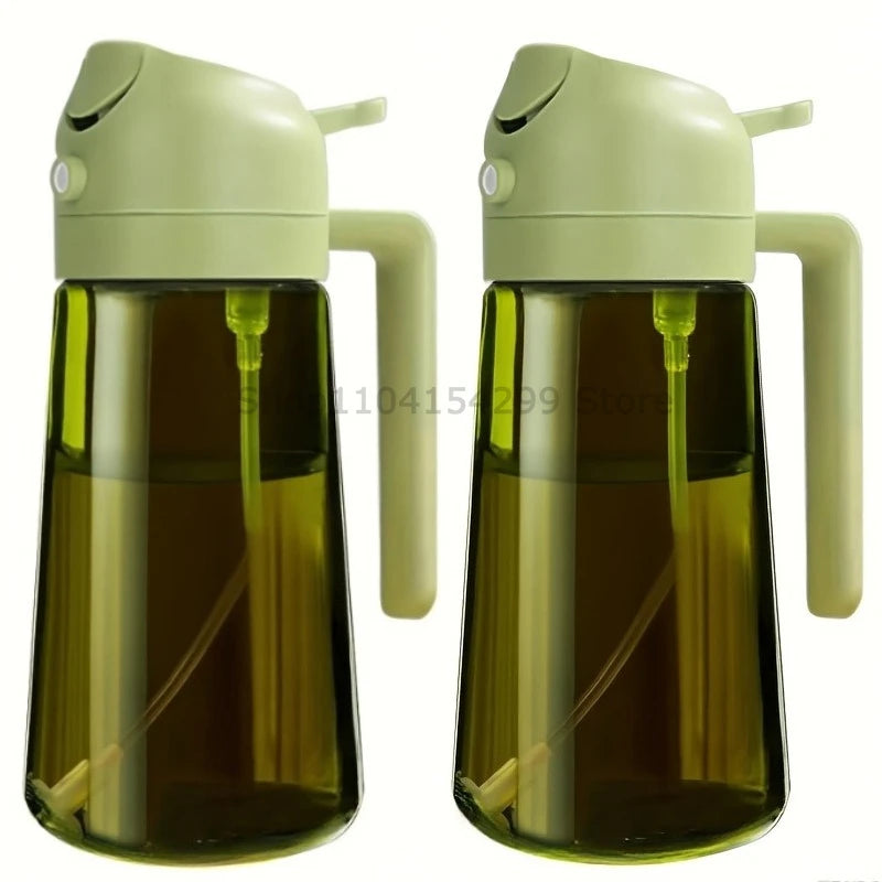 2-in-1 Oil Sprayer Dispenser Olive Oil Dispenser Oil Spray Bottle Plastic Spray Bottle for Cooking Air Fryer BBQ Baking Salad Oasis Select 2pcs Green